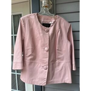 Terry Lewis Classic Luxuries Pink Leather Jacket Womens 1X 3/4 Sleeve RN77025